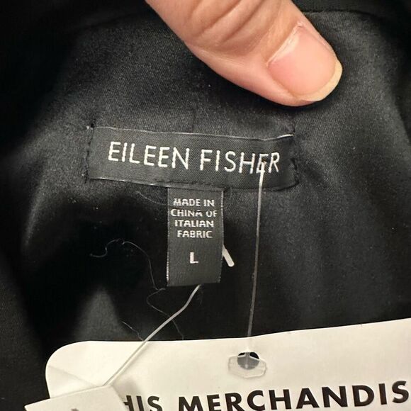 Eileen Fisher Black Tuxedo Jacket -Tropical Bi stretch Wool Blend size Large NEW - Picture 8 of 11